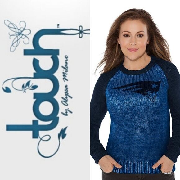 Touch NFL Patriots Alyssa Milano Shine-On Sweater - Picture 2 of 7